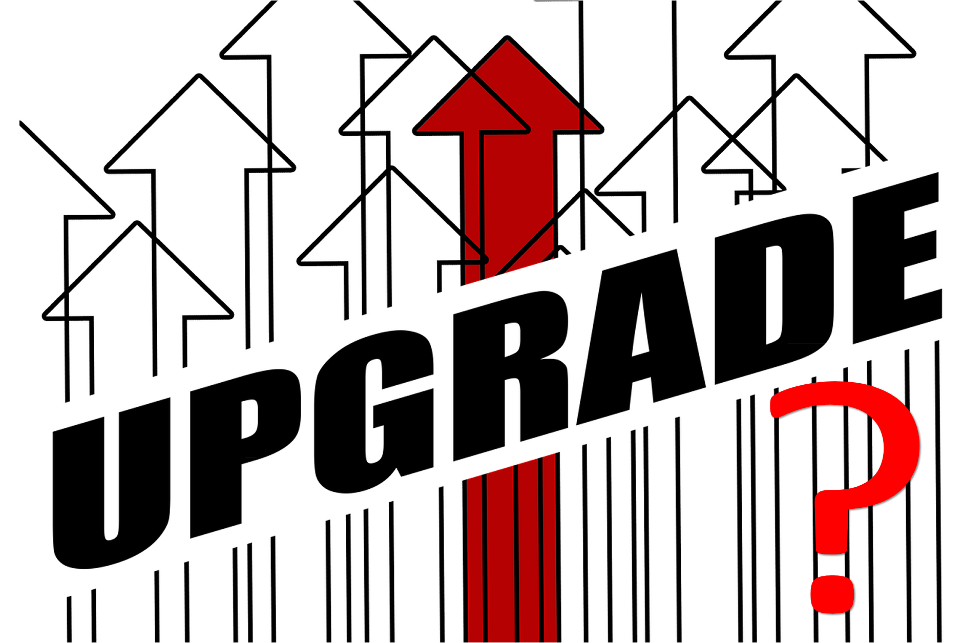 A red arrow pointing to the word upgrade.